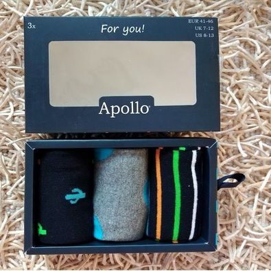 3er Pack Apollo Herren Navy Socken Bunt in Designer Geschenkbox Gr. 41-46
