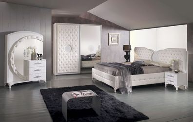 Schlafzimmer Set Antalya in zwei Größen Weiß/ Silber