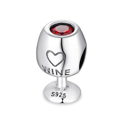 Charms Anhänger kompatibel Pandora 925 Sterling Silber Charm Armband Wein Tasse Neu.