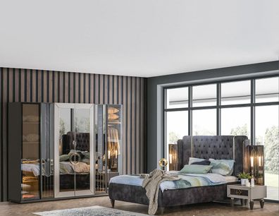 Weltew Schlafzimmer Set mit Stauraumbett Lizbon Grau