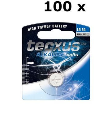 tecxus - LR54 / AG10 - 1,5 Volt 75mAh Alkali-Mangan - Knopfzelle - 100er Pack