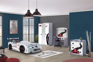 Autobett Kinderzimmer Forza 2 Turbo 4-teilig in Weiß