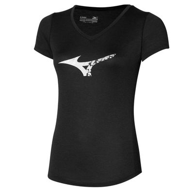 Mizuno Damen Lauf-T-Shirt Trainingsshirt Sportshirt Impulse Core RB Schwarz
