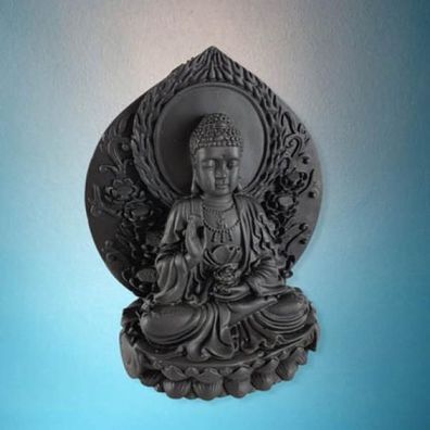 Buddha Figuren sitzt auf Lotusthron 14 cm