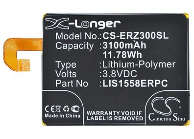 Ersatzakku - CS-ERZ300SL - Sony Ericsson D6616 / Xperia Z3 / LIS1558ERPC - 3,8 ...