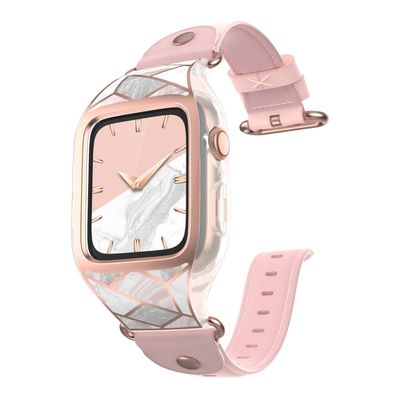 i-Blason Luxus Cosmo Gehäuse Hülle Band für Apple Watch 44mm Marmor rosa