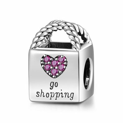 Charms Anhänger kompatibel Pandora 925 Sterling Silber Go Shopping Damen Geschenk Neu