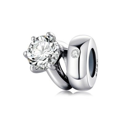 Charms Anhänger für Pandora Armbänder 925 Sterling Silber Charm Ring Form Weiß Zirkon