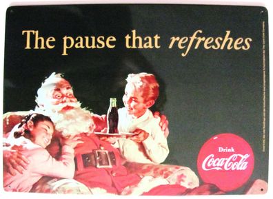 Coca Cola - Weihnachten 2014 - The pause that refreshes - Blechschild - Neu