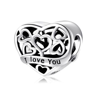 Charms Anhänger kompatibel Pandora 925 Sterling Silber I love you Ich liebe dich Herz