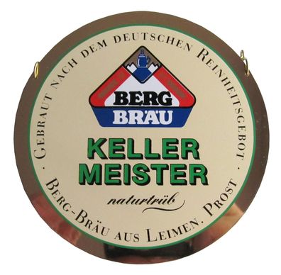 Brauerei Berg Bräu - Keller Meister naturtrüb - Zapfhahnschild - 11 cm - Kunststoff