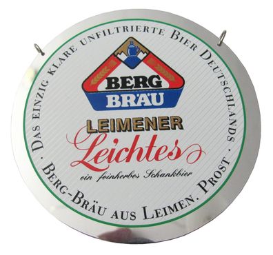 Berg Bräu - Leimener Leichtes - Zapfhahnschild - 11 cm - Kunststoff - Gebraucht