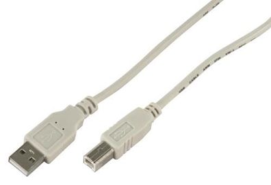 USB-Kabel McPower 2.0 A-Stecker > B-Stecker 1,8m grau