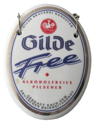 Gilde Brauerei - Free - Alkoholfreies Pilsener - Zapfhahnschild - 12,2 x 9 cm cm