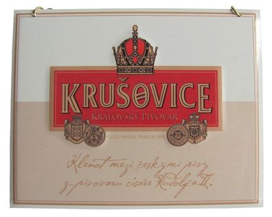 Brauerei Krusovice - Královský Pivovar - Zapfhahnschild - 12,5 x 10 cm - Blech