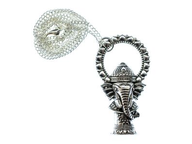 Ganesha Elefanten Kette 60cm Halskette Miniblings Indien Gottheit Elefant silber