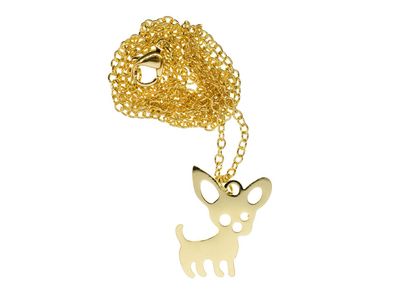 Chihuahua Hund Kette Halskette Miniblings Haustier Hündchen Gliederkette gold