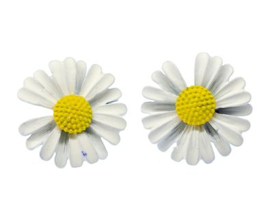 Gänseblümchen Ohrstecker Miniblings Stecker Ohrringe Blume Blüte Frühling weiß