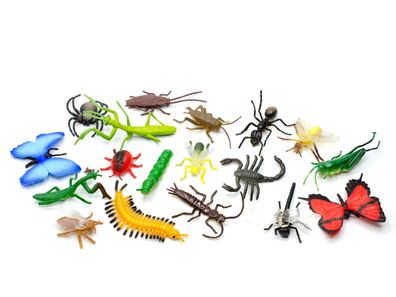 16x Insekten Figuren Aufstellfiguren Tierfiguren Miniblings Gummitiere Tier Set