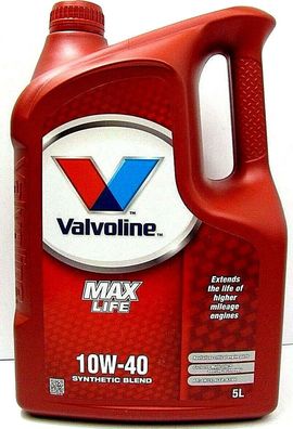5L [5 Liter] Valvoline MAX LIFE Maxlife Motoröl Öl SAE: 10W-40 10W 40 Oil