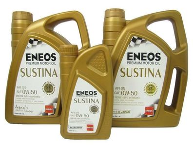 2x 4L + 1L (9 Liter) ENEOS Sustina 0W-50 0W50 Motoröl Vollsynthetisch Öl