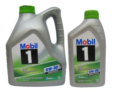 4L + 1L (5 Liter) MOBIL 1 ESP dexos2 5W-30 Motoröl Benzin und Diesel