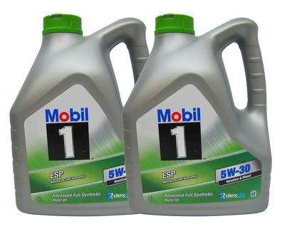2 x 4L (8 Liter) MOBIL 1 ESP dexos2 5W-30 Motoröl Benzin und Diesel