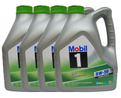 4 x 4L (16 Liter) MOBIL 1 ESP dexos2 5W-30 Motoröl Benzin und Diesel