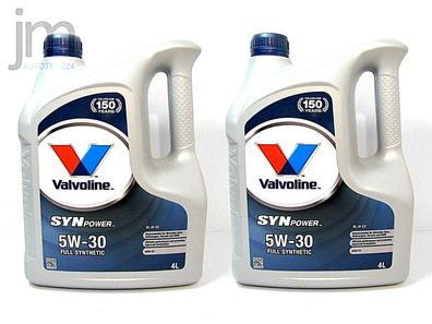 8L 8 Liter Valvoline Synpower XL-III C3 Motoröl Öl SAE 5W-30 Oil [2 x 4L] +
