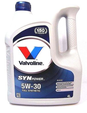 4L (4 Liter] Valvoline Synpower XL3 C3 Motoröl Öl SAE 5W-30 Oil