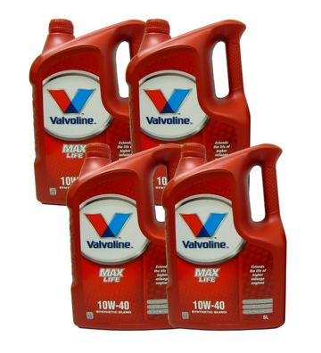Valvoline MAX LIFE 4x 5L 20L Motoröl Öl SAE: 10W-40 10W 40 Oil