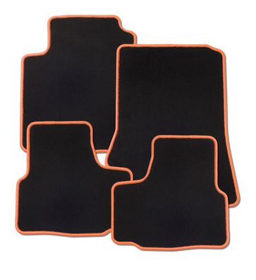 Suzuki Ignis Bj. ab 10.03 Fußmatten Velours schwarz mit Rand orange