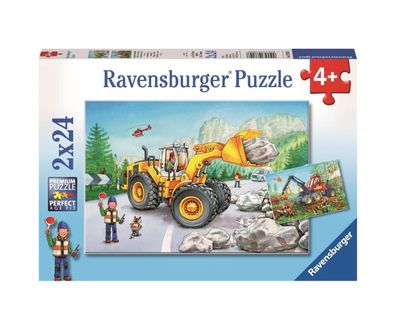 Ravensburger Kinder Puzzle 2 x 24 Teile Bagger und Waldtraktor