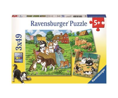 Ravensburger Kinder Puzzle 3 x 49 Teile Süße Katzen und Hunde