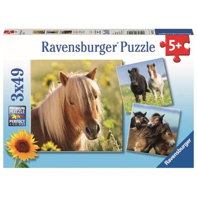 Ravensburger Kinder-Puzzle 3 x 49 Teile Liebe Pferde