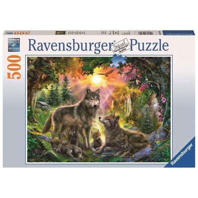 Ravensburger 500 Teile Puzzle Wolfsfamilie im Sonnenschein