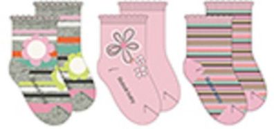 Bóboli Mädchen Socken 3er Pack rosa/ grau Gr.16-27