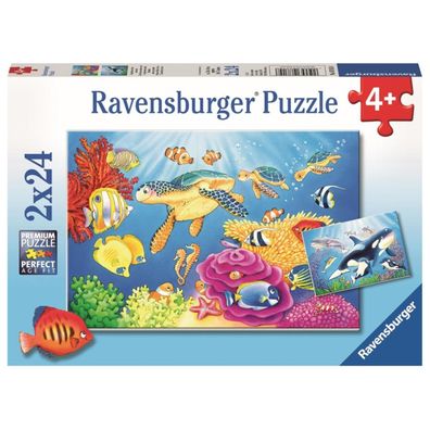 Ravensburger Kinder-Puzzle 2 x 24 Teile Kunterbunte Unterwasserwelt