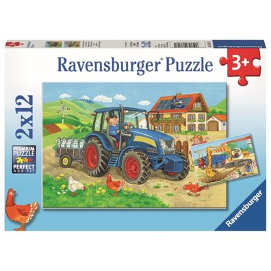 Ravensburger Kinder-Puzzle 2 x 12 Teile Baustelle und Bauernhof