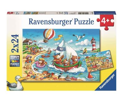 Ravensburger Kinder Puzzle 2 x 24 Teile Urlaub am Meer