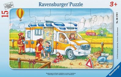 Ravensburger Rahmenpuzzle 15 Teile Krankenwagen im Einsatz