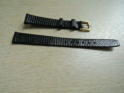 Leder Uhrenarmband Eidechse Ersatzband schwarz 12mm b432