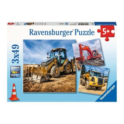 Ravensburger Kinder Puzzle 3 x 49 Teile Baufahrzeuge im Einsatz
