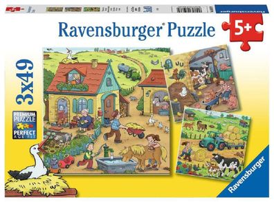 Ravensburger Kinder Puzzle 3 x 49 Teile Viel los auf dem Bauernhof