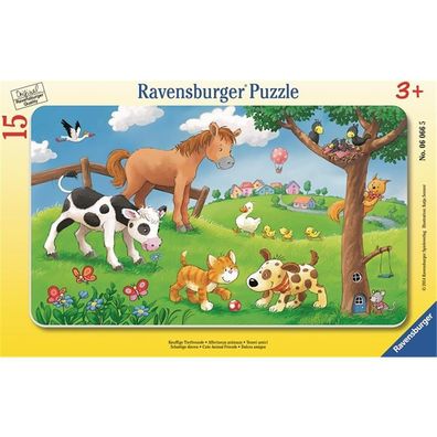 Ravensburger Kinderpuzzle Knuffige Tierfreunde - 15 Teile Rahmenpuzzle