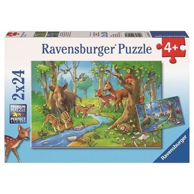 Ravensburger Puzzle 2 mal 24 Teile Tiere des Waldes