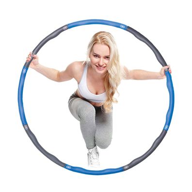 Hula Hoop Reifen mit Massagenoppen, 8 Komponenten, aus EVA-Schaum - blau/ grau