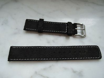 Leder Uhrenarmband Ersatzband schwarz 18mm b383