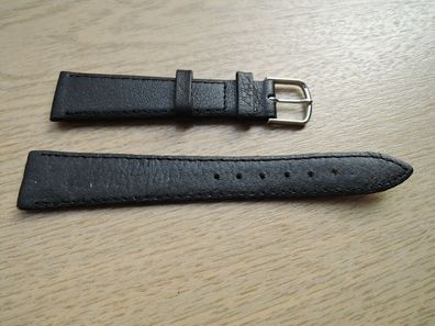 Leder Uhrenarmband schwarz 18mm b134