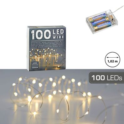 100 LED Lichterkette Mikro 1000 cm warmweiß Weihnachtsbeleuchtung Leuchtdraht